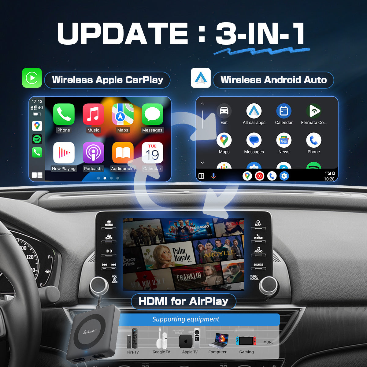 Car TV Mate Max IV Universale: CarPlay Wireless e Android Auto con contenuti multimediali HDMI