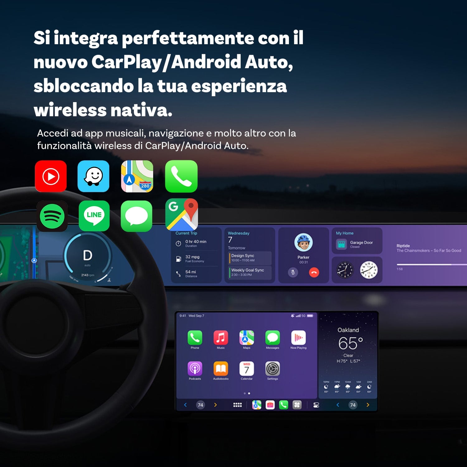 (🎉Black Friday Saldi estivi 55% di sconto) Ottocast Mini Wireless CarPlay/Android Auto Adattatore