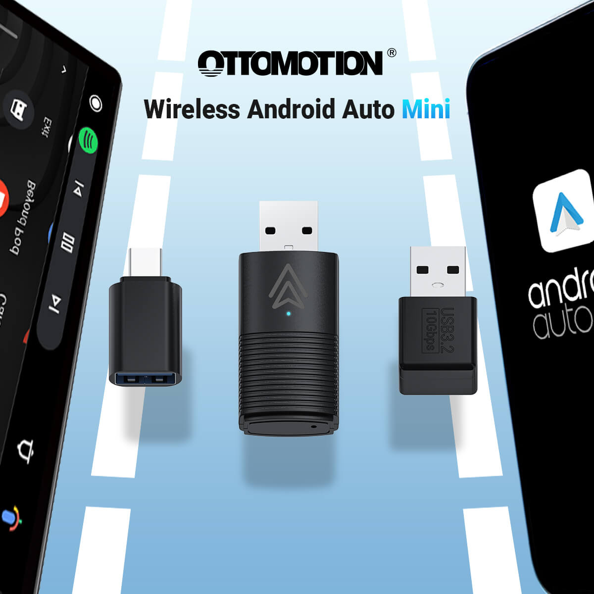 (🆕Limitare Gli Sconti)Ottocast® Mini Wireless Adattatore 2-in-1 CarPlay e Android Auto