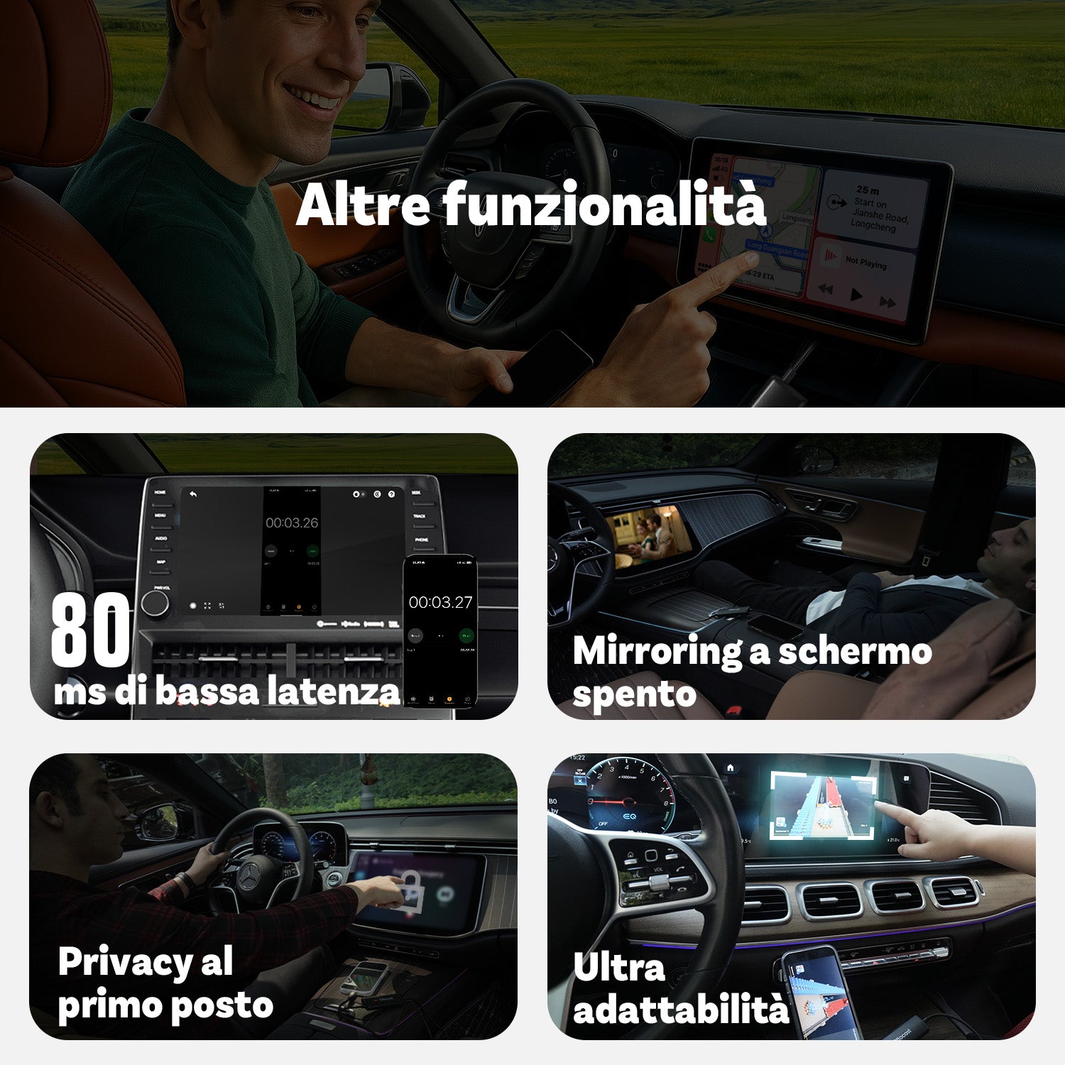 Ottocast® Mirror Touch Adattatore Wireless CarPlay