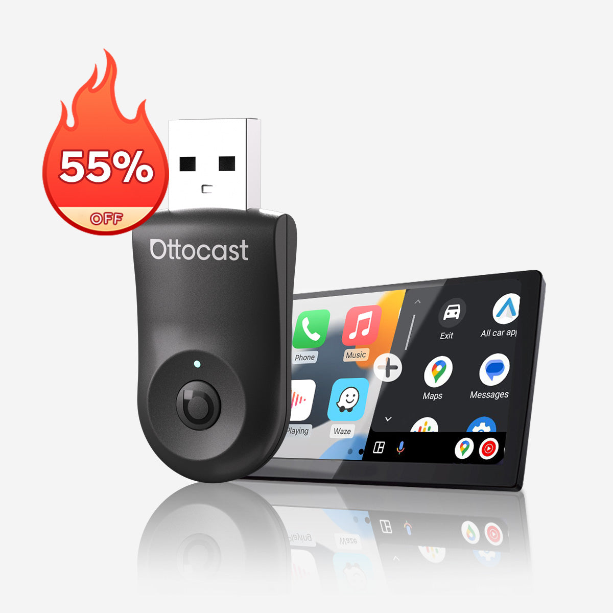 (🎉Saldi estivi 55% di sconto) 2025 Ottocast Mini Wireless CarPlay/Android Auto Adattatore