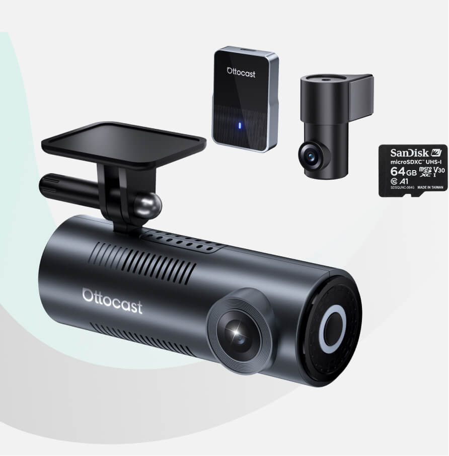 OttoSafe Cam 2 in 1 Dash Cam per Auto con CarPlay Wireless