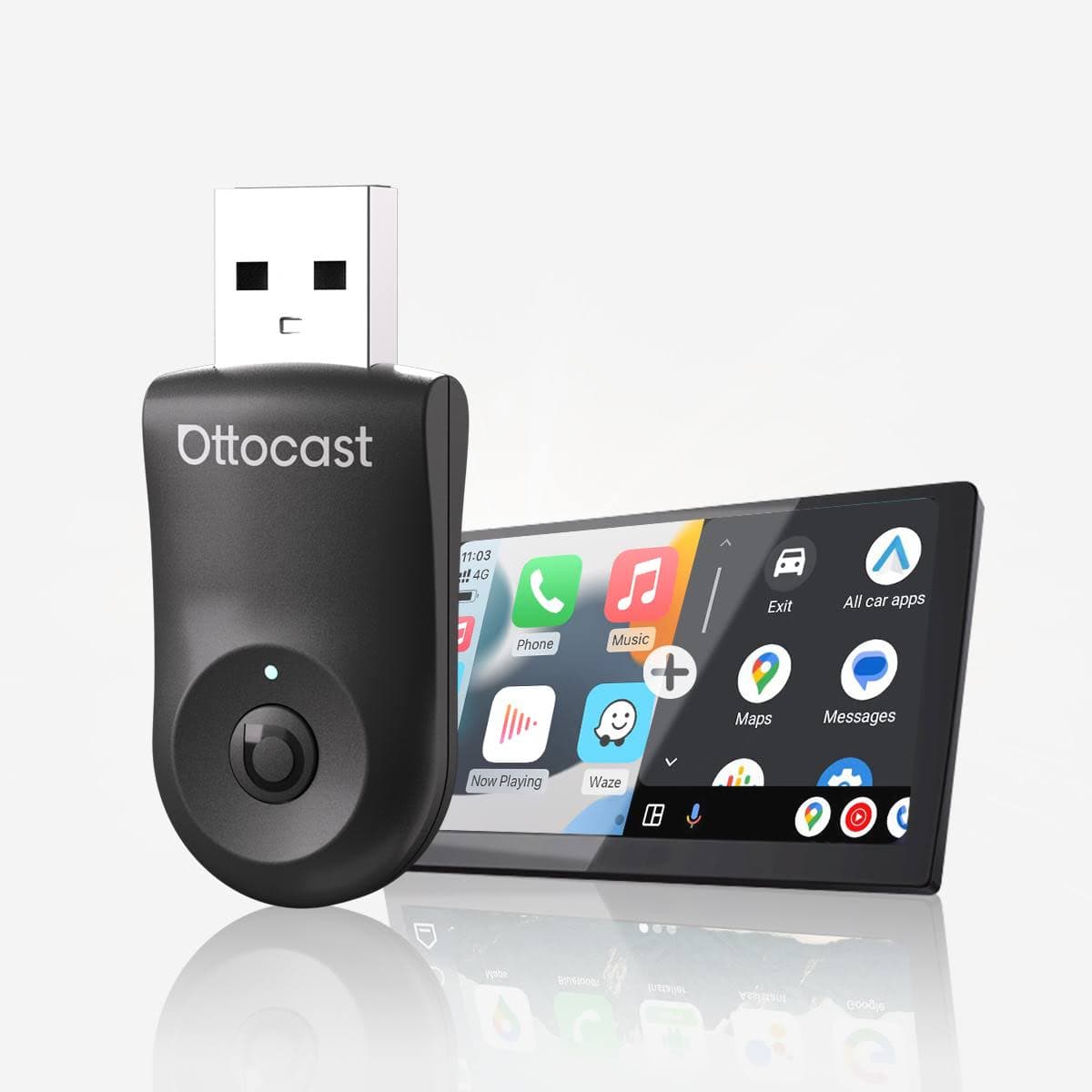 OTTOCAST®2025 Mini Wireless CarPlay/Android Auto Adapter