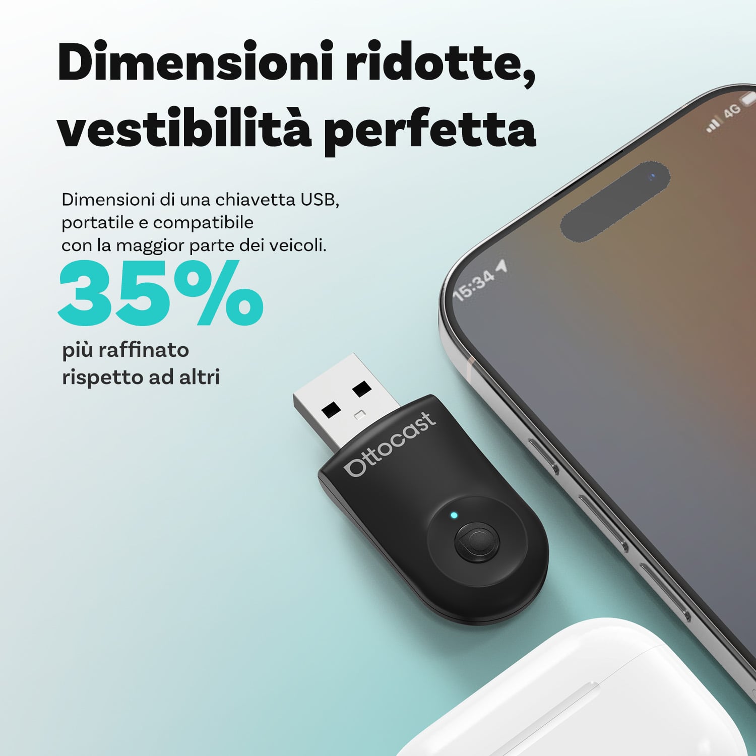 Ottocast-Mini-Adattatore-CarPlay-Android-Auto-Wireless-Dimensioni-di-una-chiavetta-USB.
