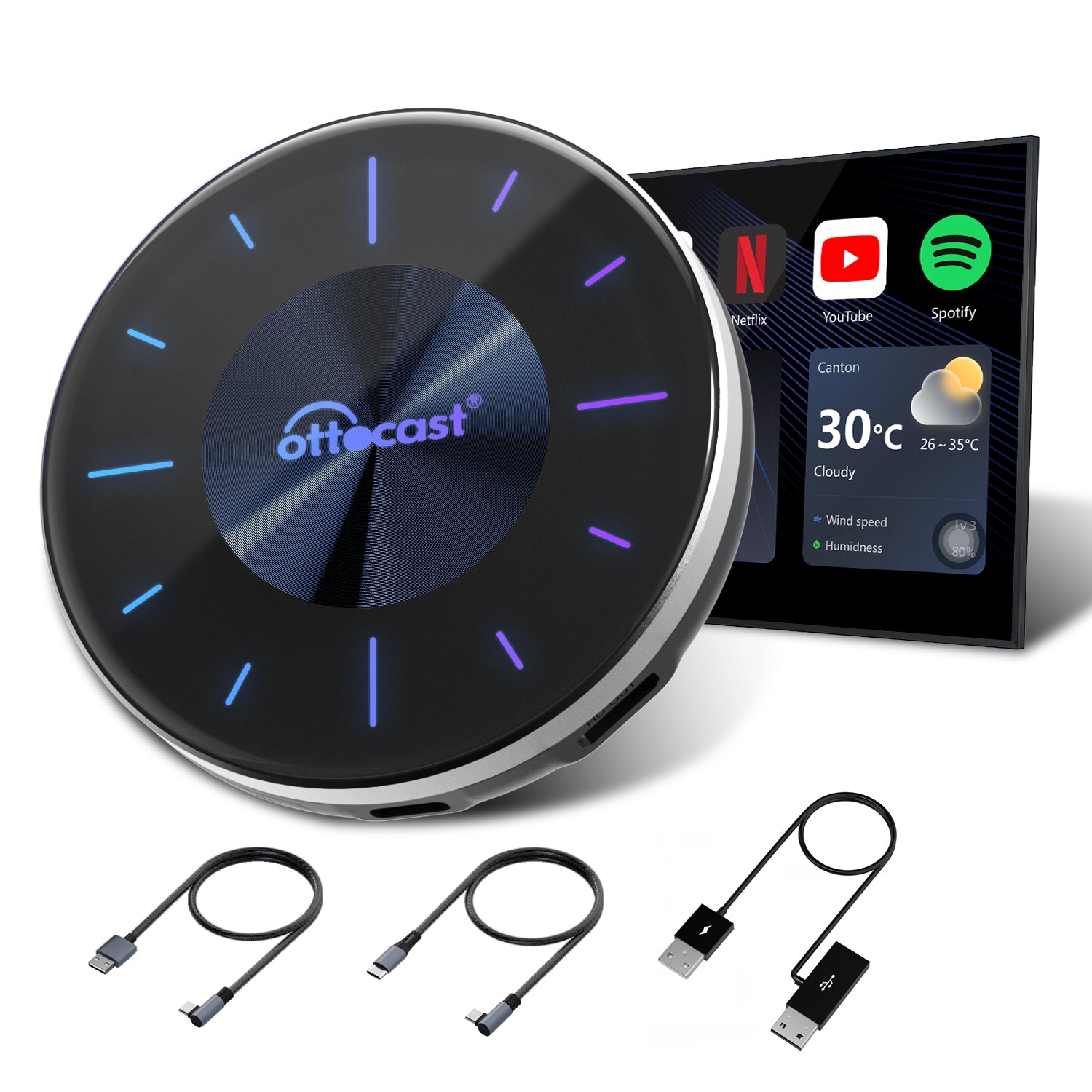 OTTOCAST® P3 CarPlay AI Box Wireless mit Netflix und YouTube