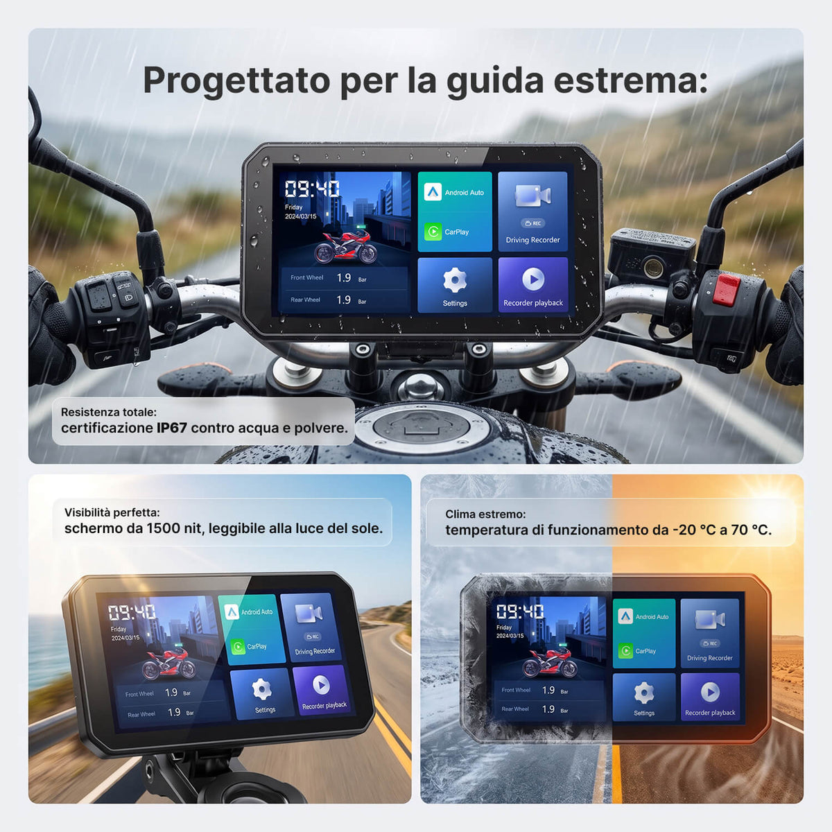 Schermo Intelligente per Moto con Telecamera