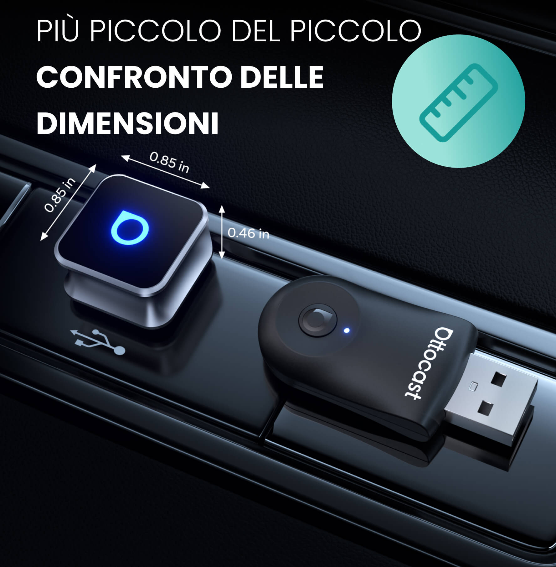 OTTOCAST® Mini Cube 3.0 Adattatore Wireless CarPlay e Android Auto