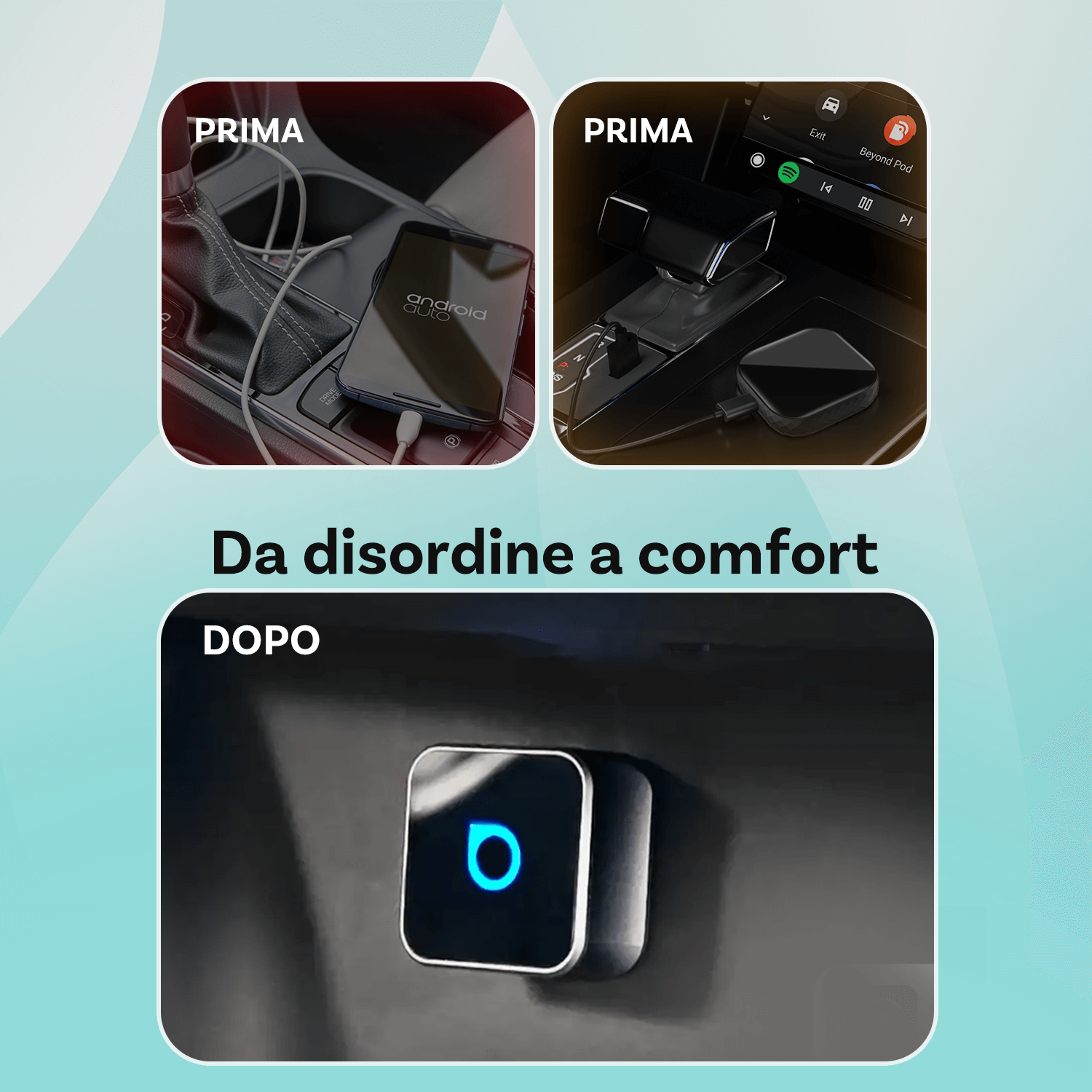 OTTOCAST® Mini Cube 3.0 Adattatore Wireless CarPlay e Android Auto