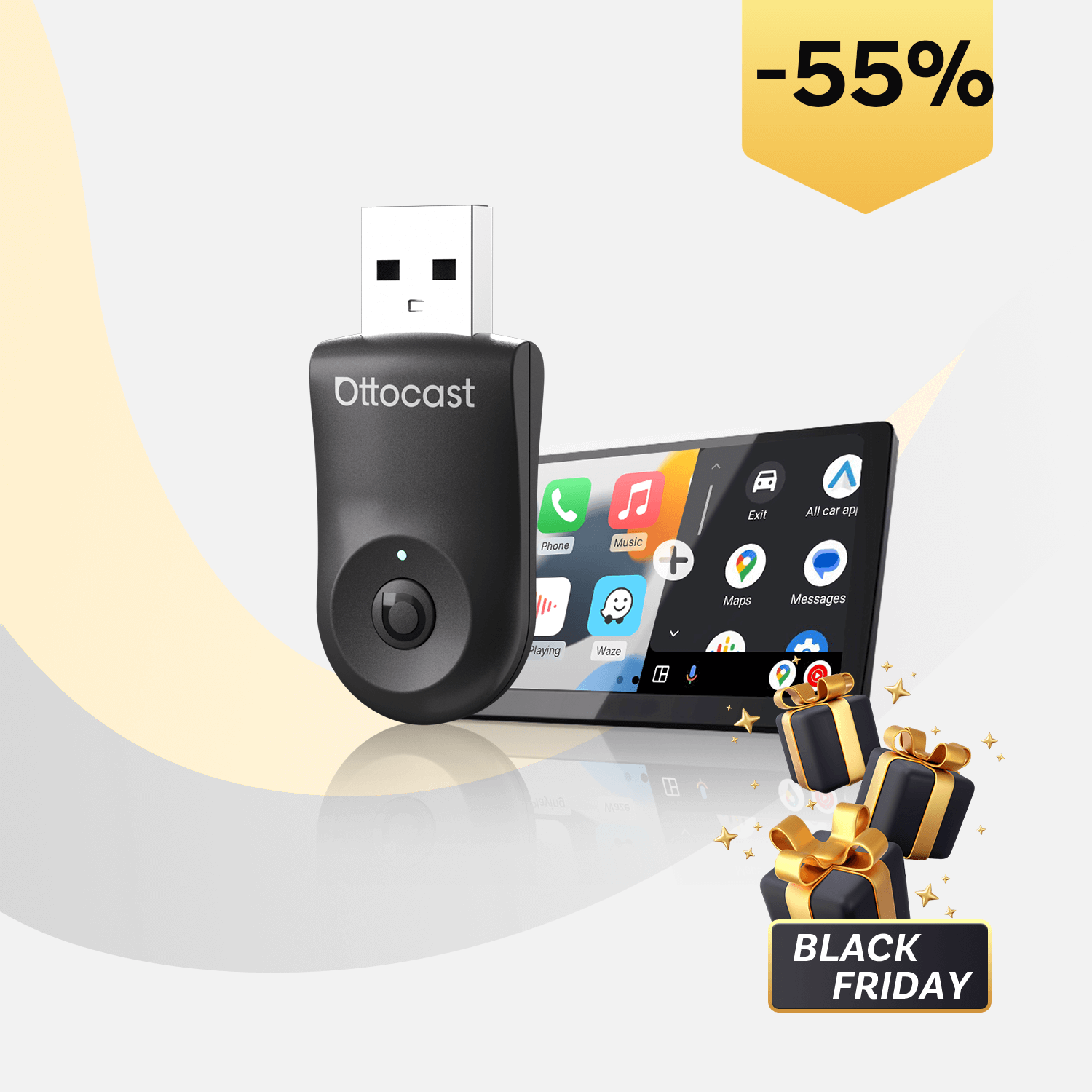 (🎉Black Friday Saldi estivi 55% di sconto) Ottocast Mini Wireless CarPlay/Android Auto Adattatore