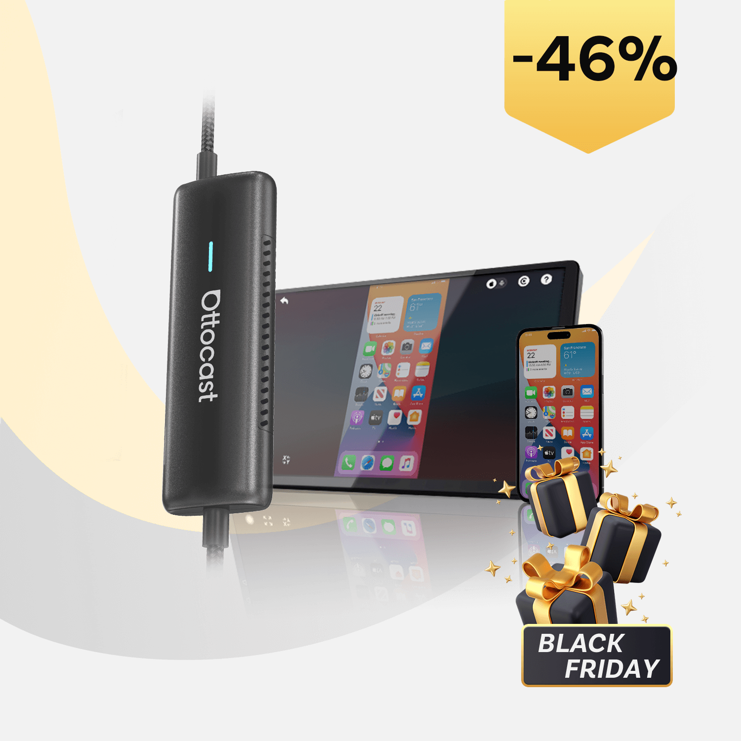 Ottocast® Mirror Touch Adattatore Wireless CarPlay