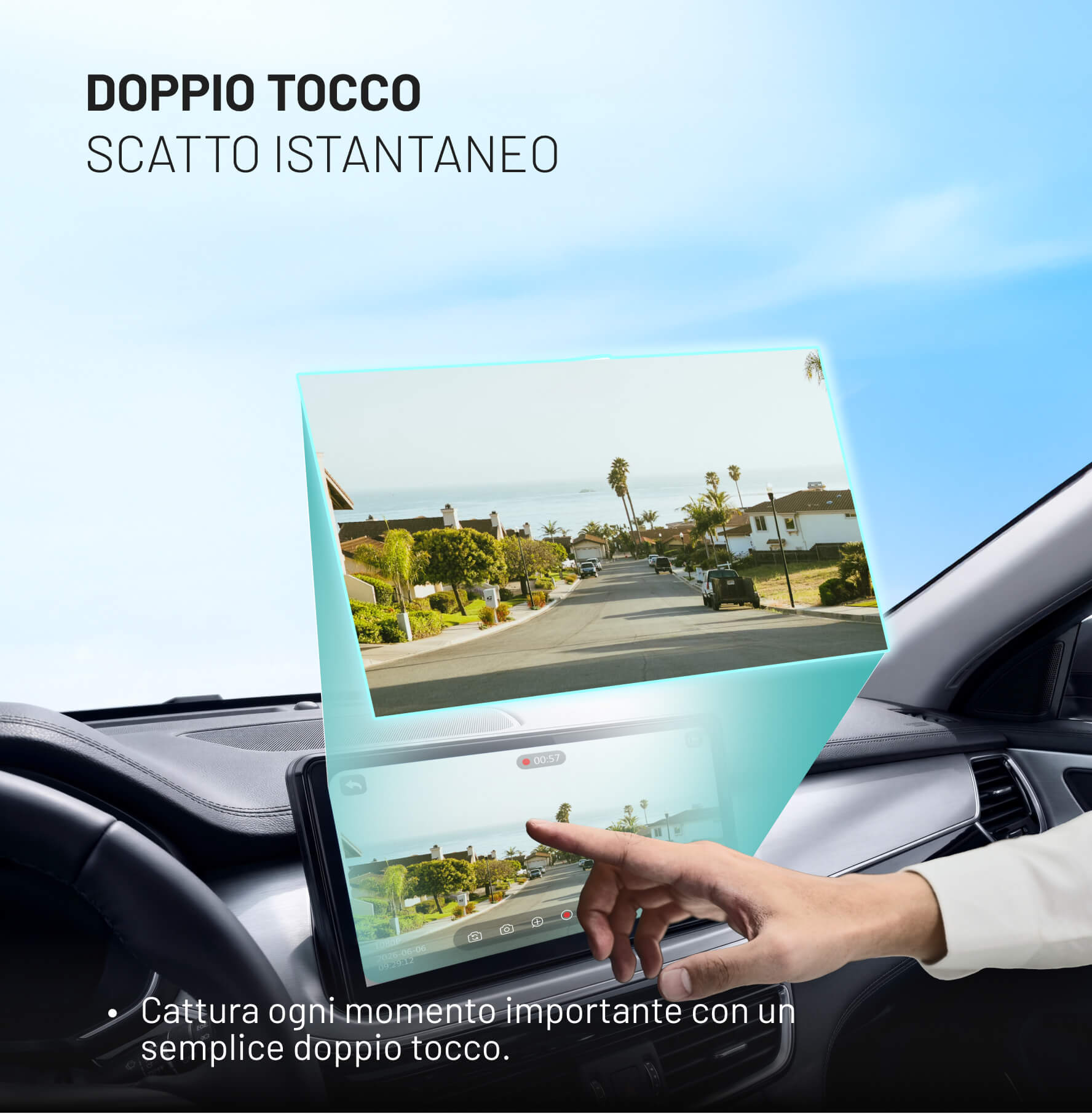 OttoSafe Cam 2 in 1 Dash Cam per Auto con CarPlay Wireless