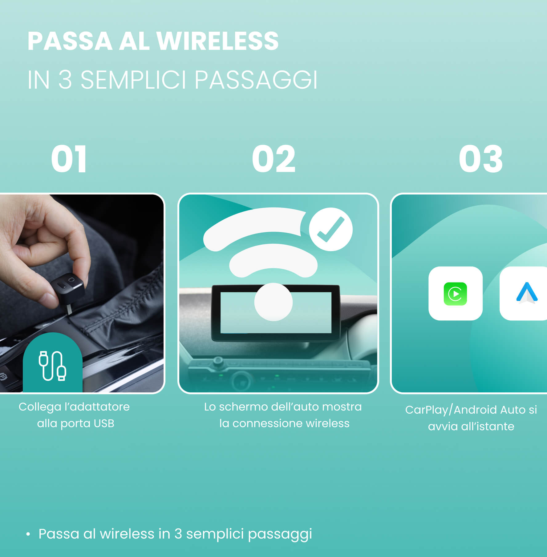 Ottocast® Mini Pico, Wireless CarPlay/Android Auto Adapter