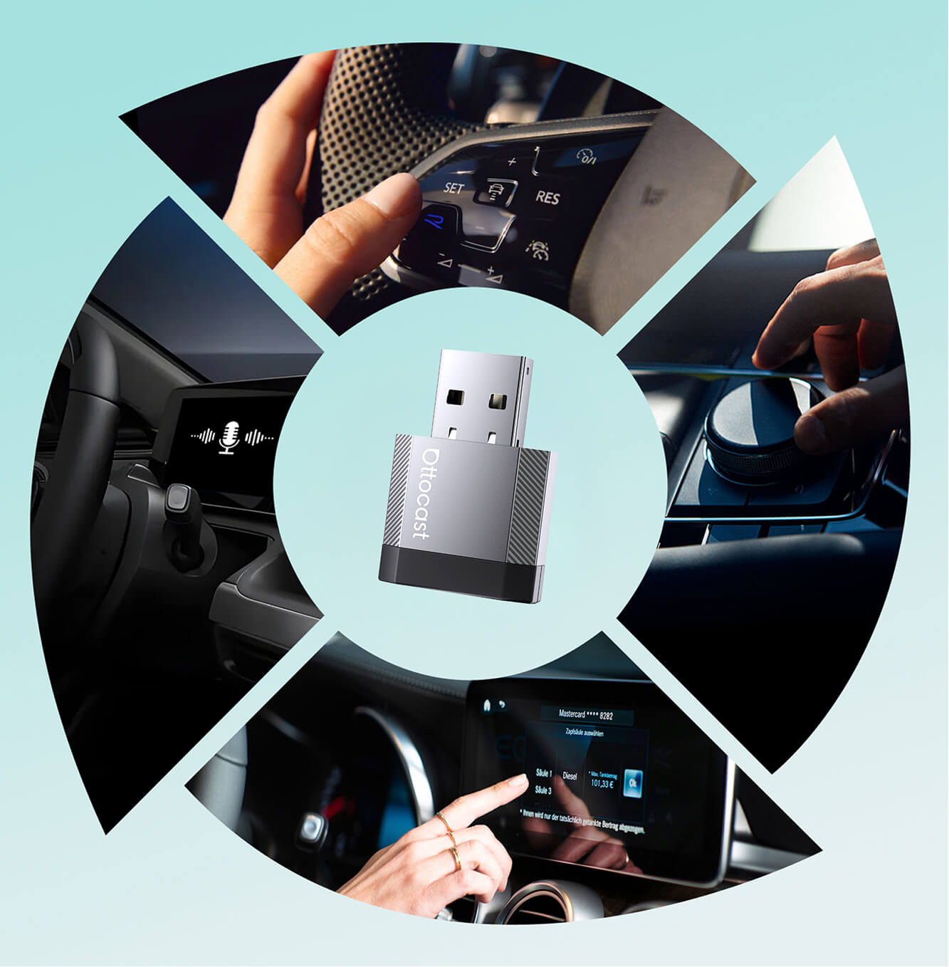 Ottocast Mini NOVA – Adattatore Wireless per CarPlay e Android Auto