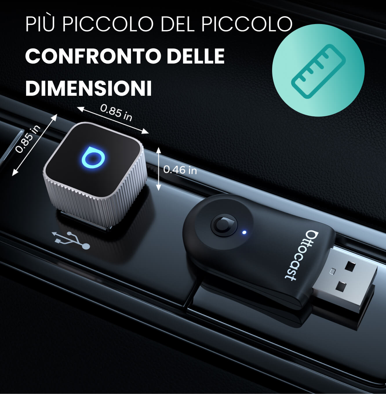 Ottocast® Mini Slim 3.0 Adattatore Wireless CarPlay e Android Auto