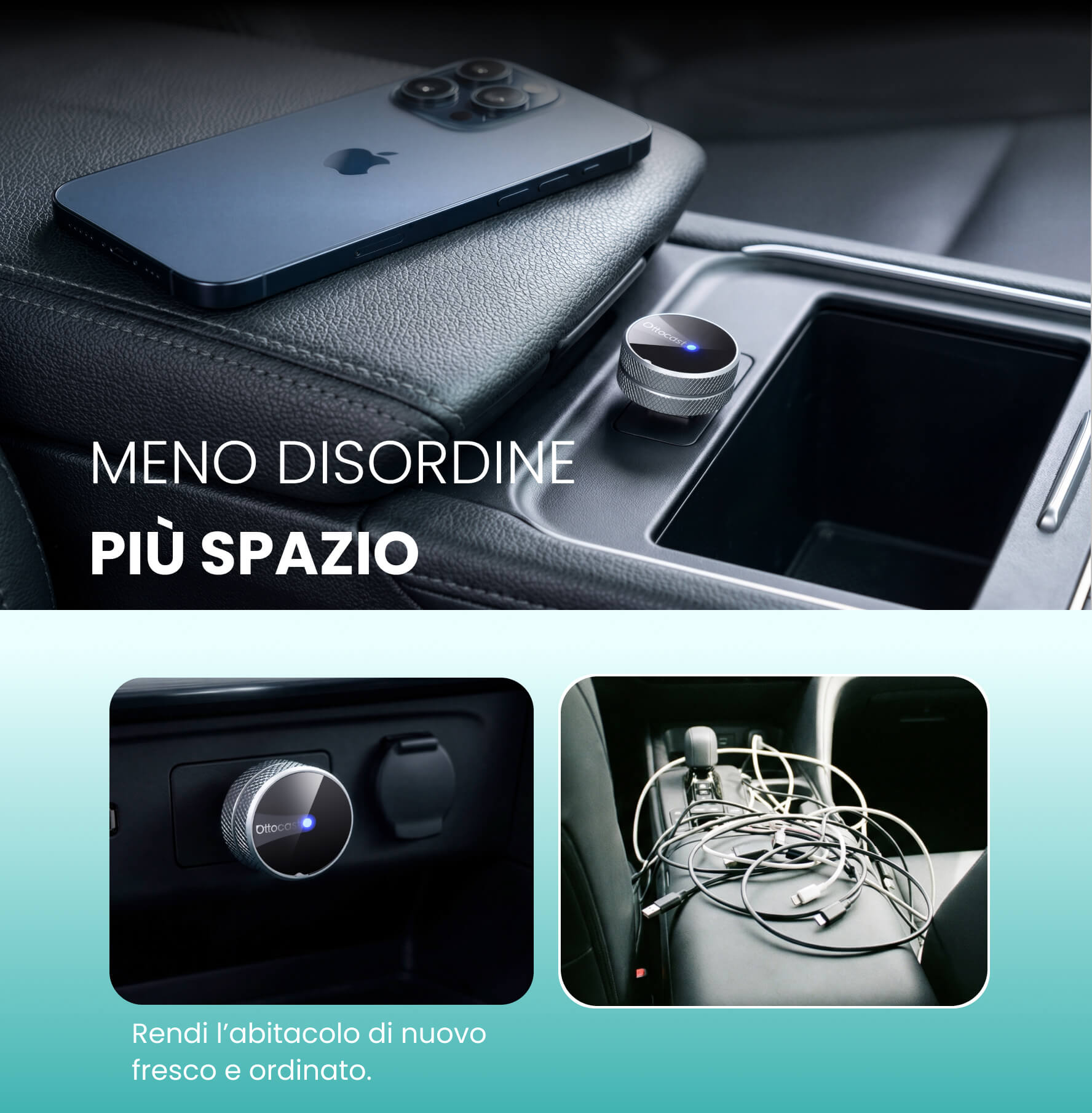 Ottocast Mini Tube – Adattatore Wireless CarPlay e Android Auto