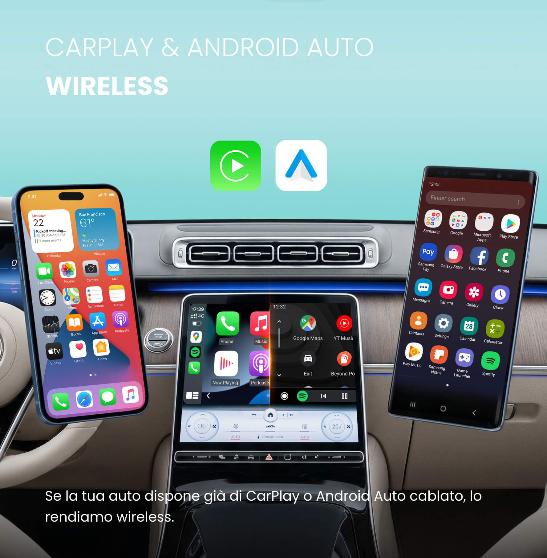 Ottocast Mini Tube – Adattatore Wireless CarPlay e Android Auto