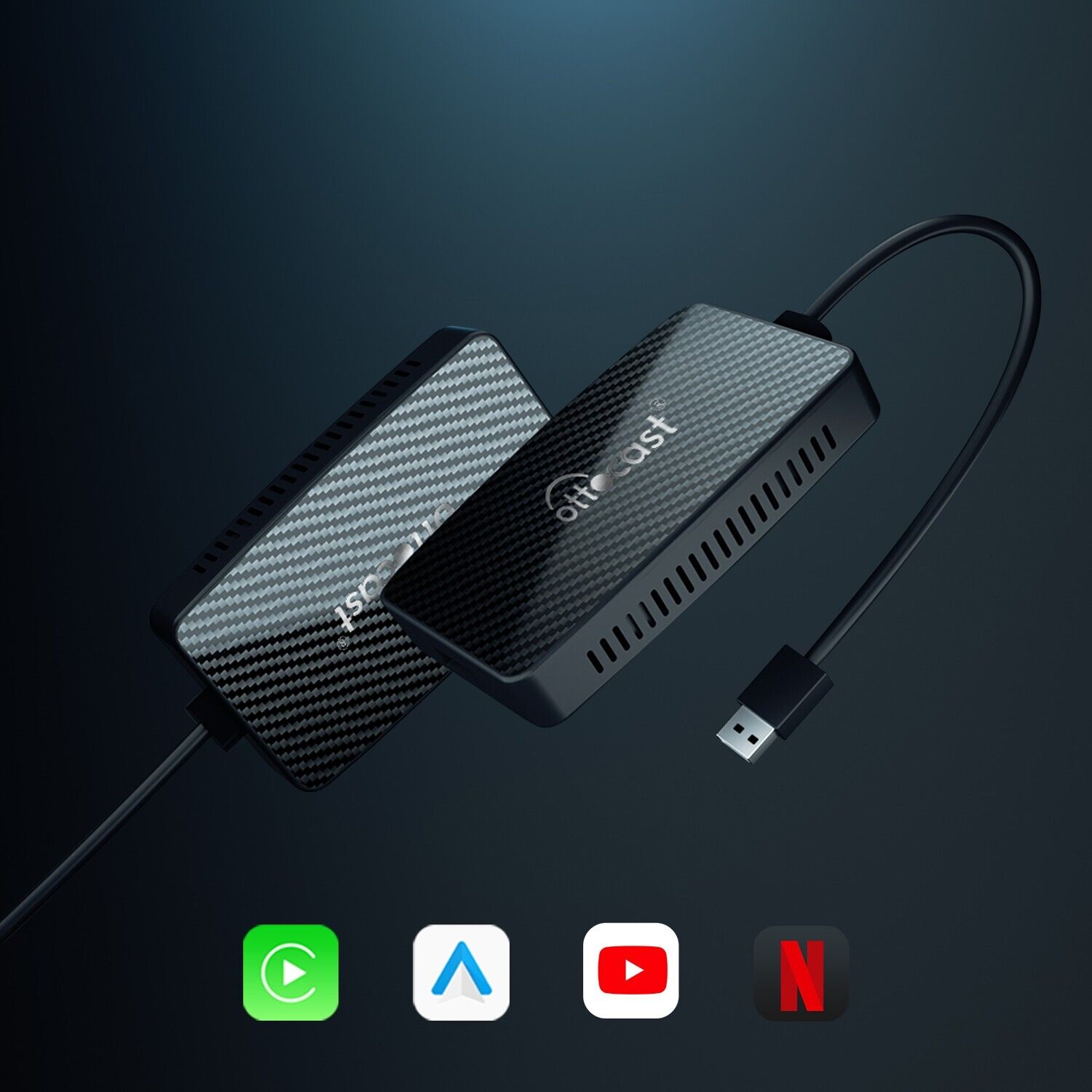 ottocast-play2video-pro-Adattatore-CarPlay-Android-Auto-wireless-USB-Plug-und-Play