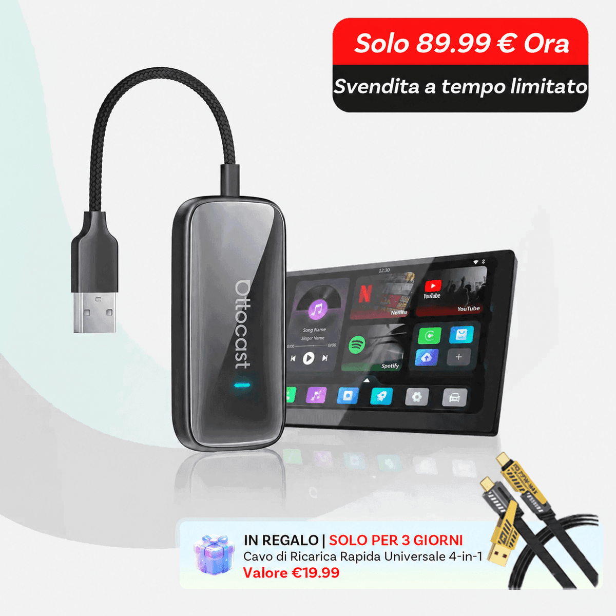 OTTOCAST® Play2Video Ultra Adattatore All-in-1 Con App Hub