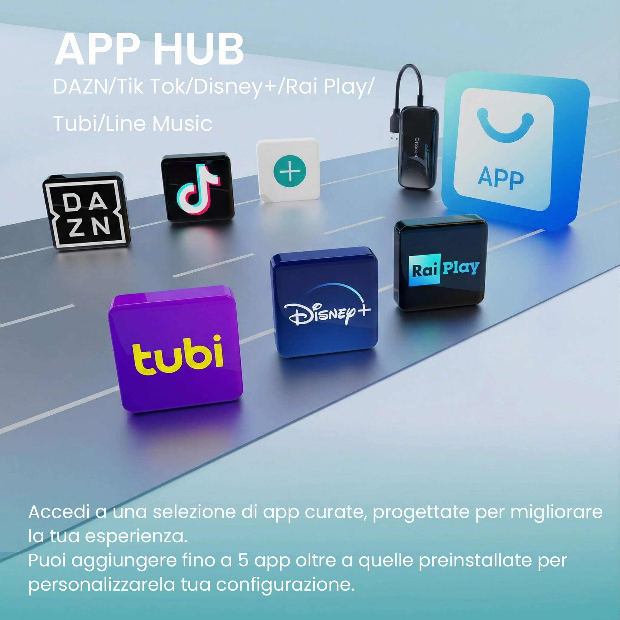OTTOCAST® Play2Video Ultra Adattatore All-in-1 Con App Hub
