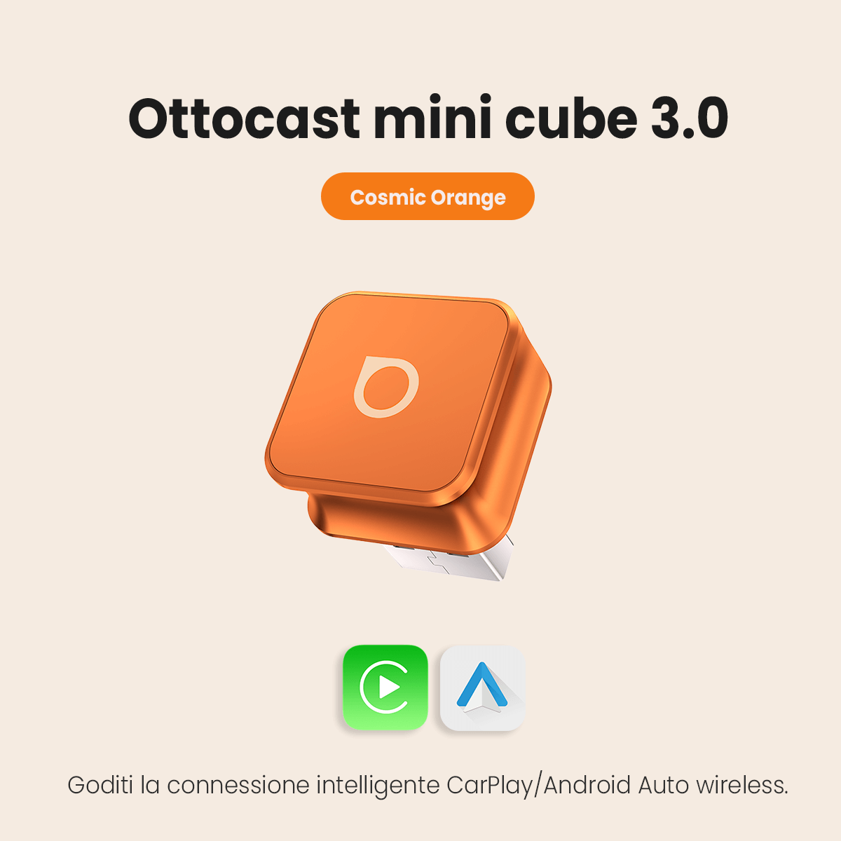 Ottocast mini cube 3.0 Adapter - Cosmic Orange