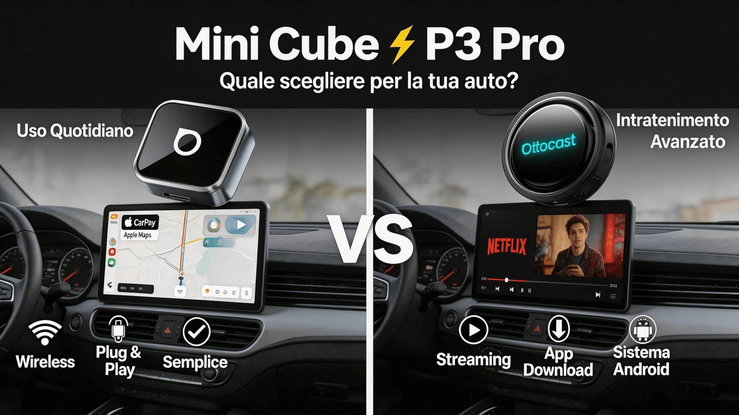 Ottocast Mini Cube vs P3 Pro: Quale CarPlay Wireless Scegliere in Italia nel 2026?