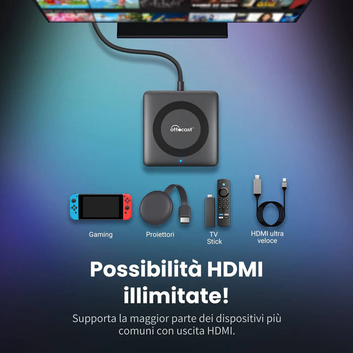 Car TV Mate Max IV Universale: CarPlay Wireless e Android Auto con contenuti multimediali HDMI