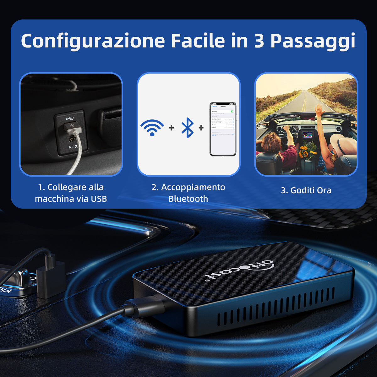 Ottocast® Play2Video Pro Adattatore 3 in 1 con YouTube e Netflix