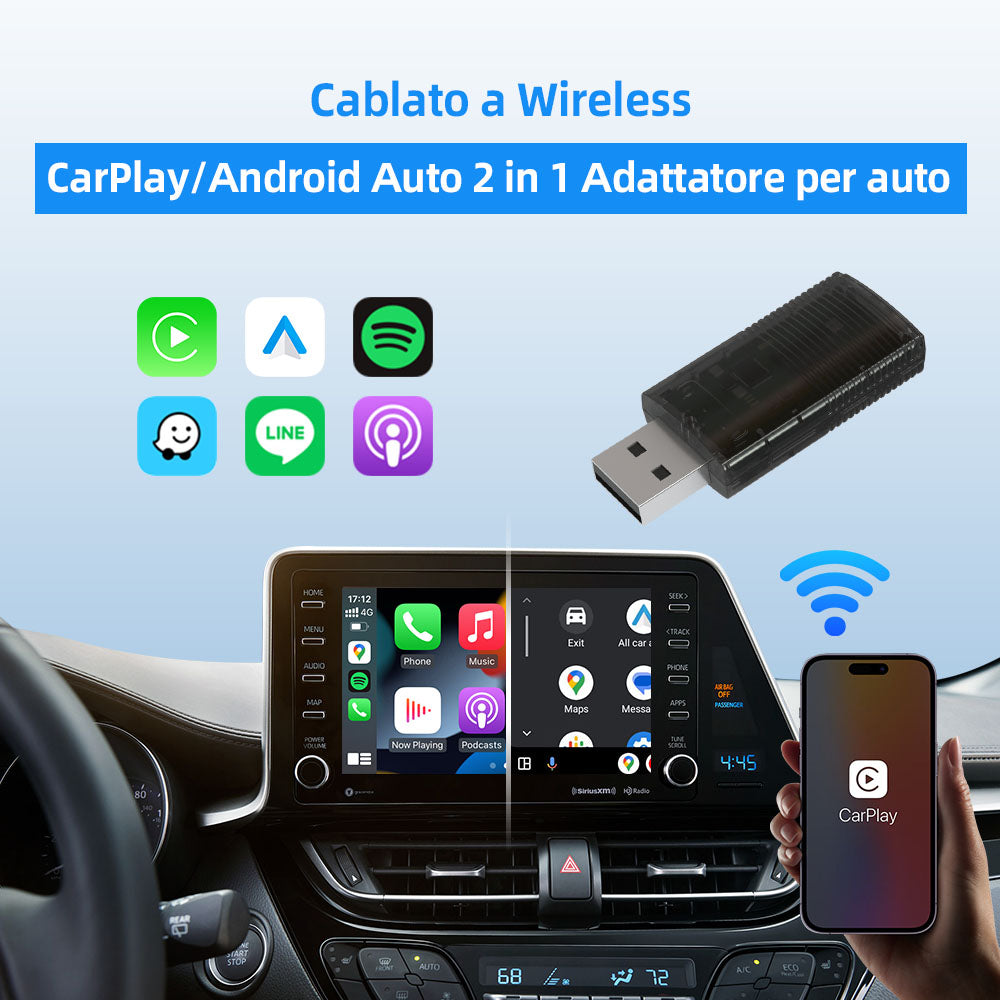 (🔥Sconto a Tempo Limitato) Ottocast®IT Mini 2in1 Adattatore Wireless CarPlay E Android Auto