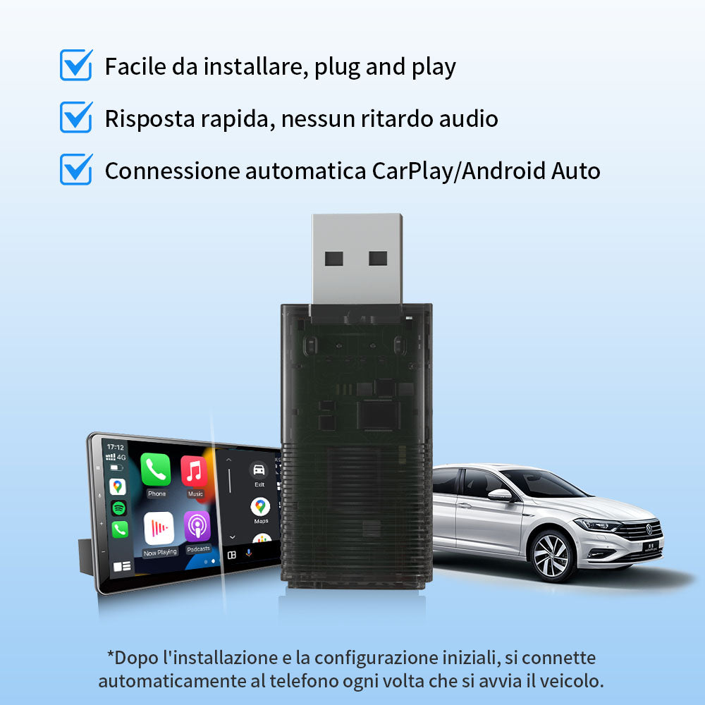 Ottocast®IT 2in1 Adattatore Wireless CarPlay E Android Auto