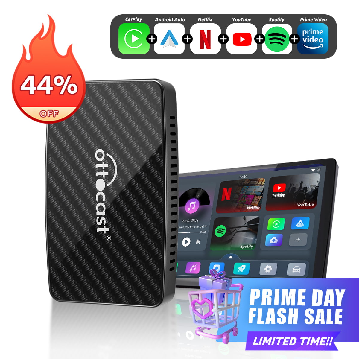 Ottocast® Play2Video Pro Adattatore 3 in 1 con YouTube e Netflix