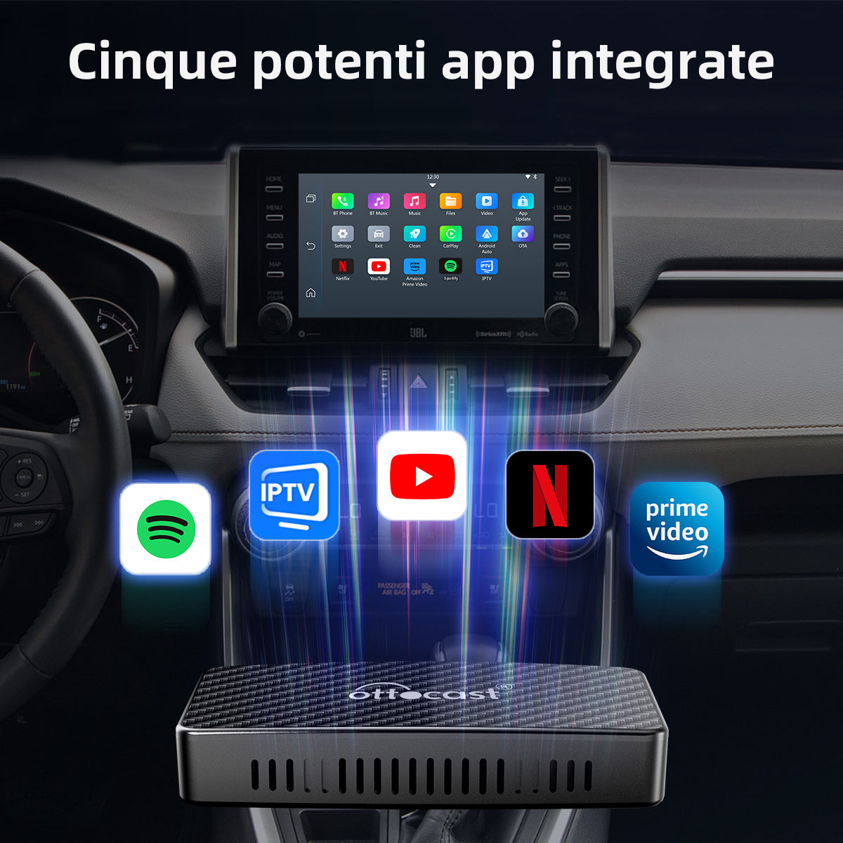 Ottocast® Play2Video Pro Adattatore 3 in 1 con YouTube e Netflix