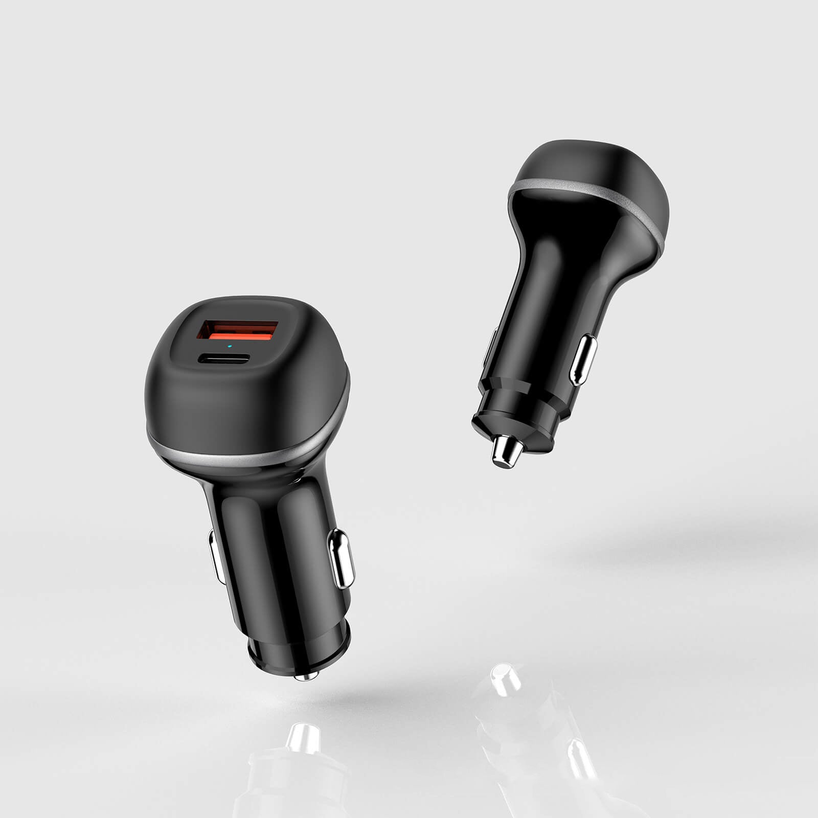 Caricatore rapido da auto con doppia porta USB-C e USB-A