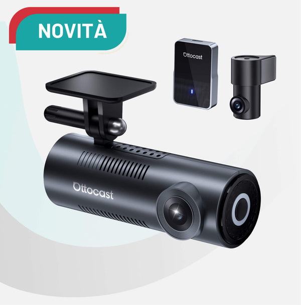 OttoSafe Cam 2 in 1 Dash Cam per Auto con CarPlay Wireless