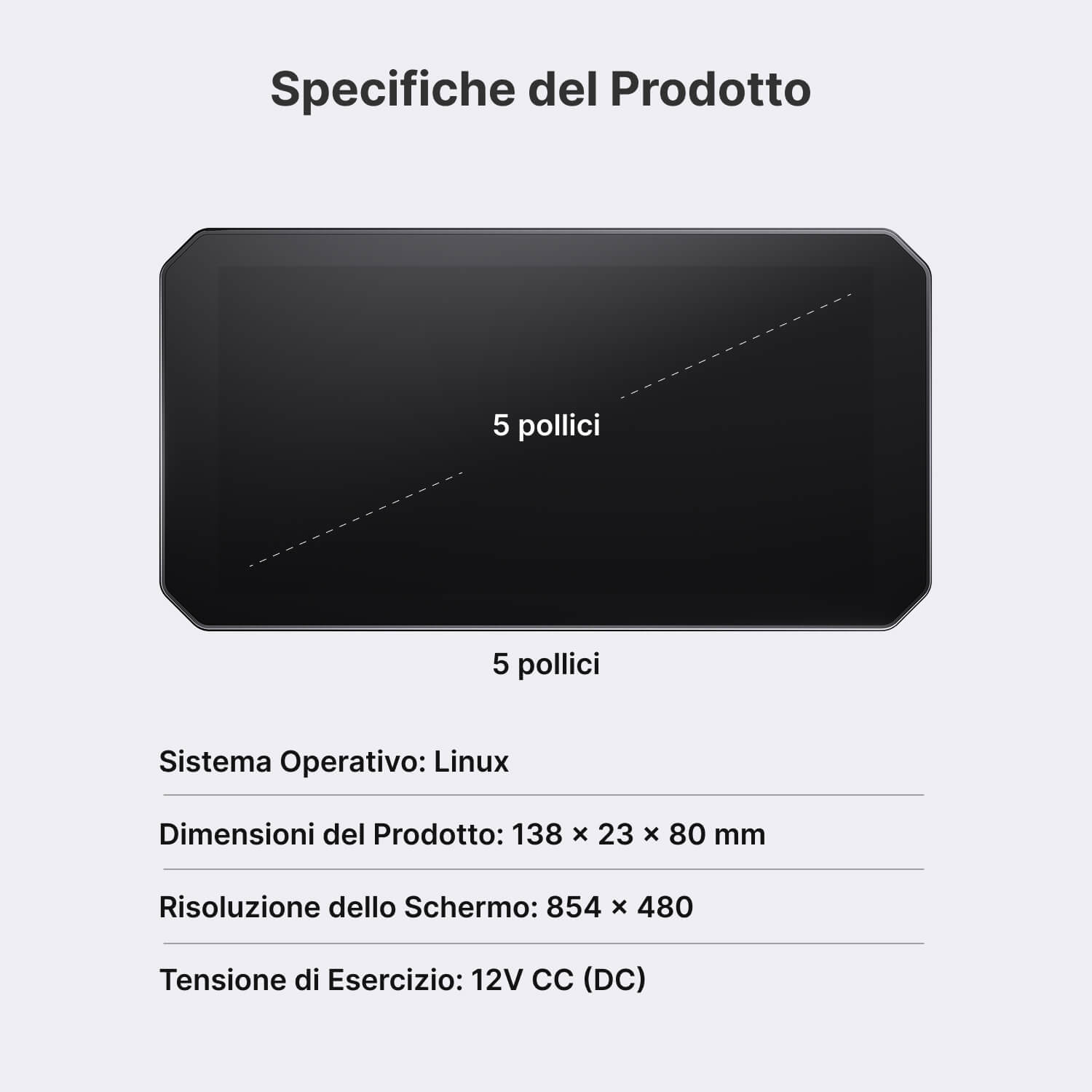 Display per Moto Ottocast da 5 Pollici