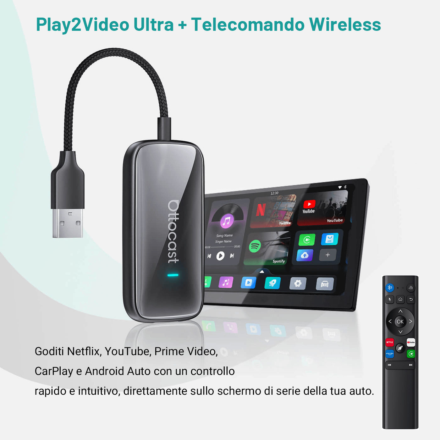 OTTOCAST® Play2Video Ultra Adattatore All-in-1 Con App Hub
