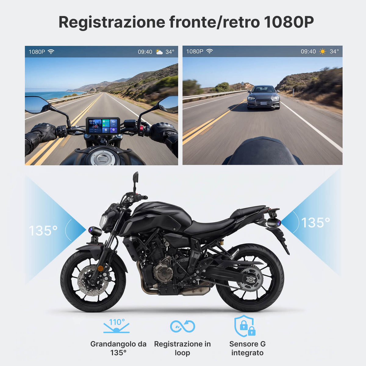 Schermo Intelligente per Moto con Telecamera