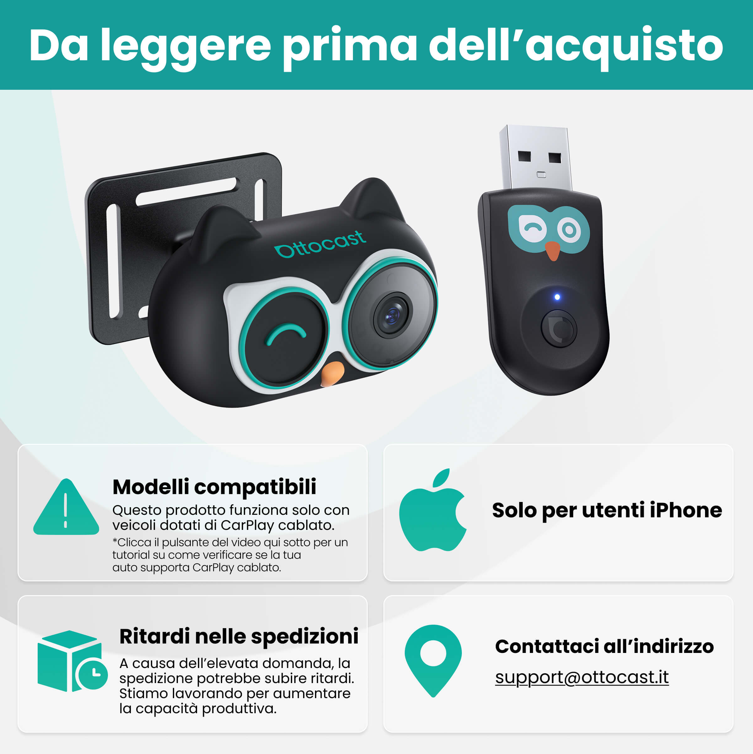 Adattatore USB C Per Telecamera Auto Bambini - Cavo In Rame Da 2m, Alimentazione 12V Da Presa Accendisigari, Nero