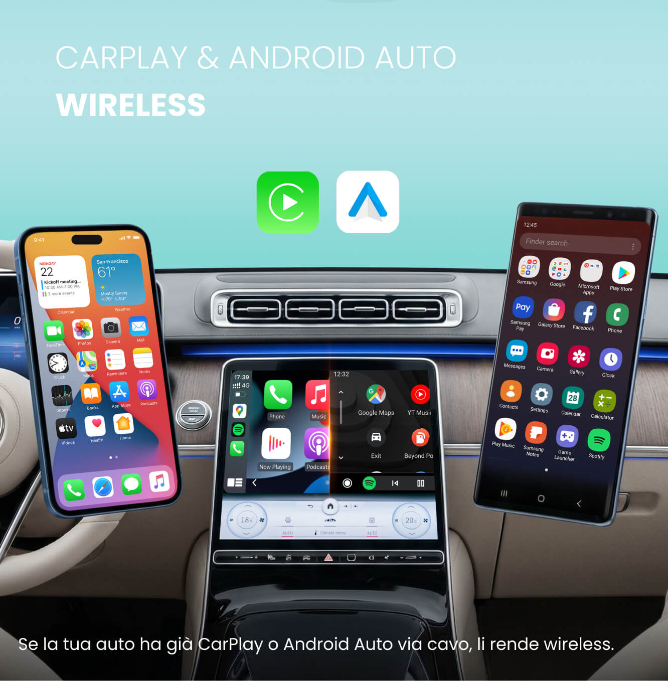 Ottocast Mini NOVA – Adattatore Wireless per CarPlay e Android Auto