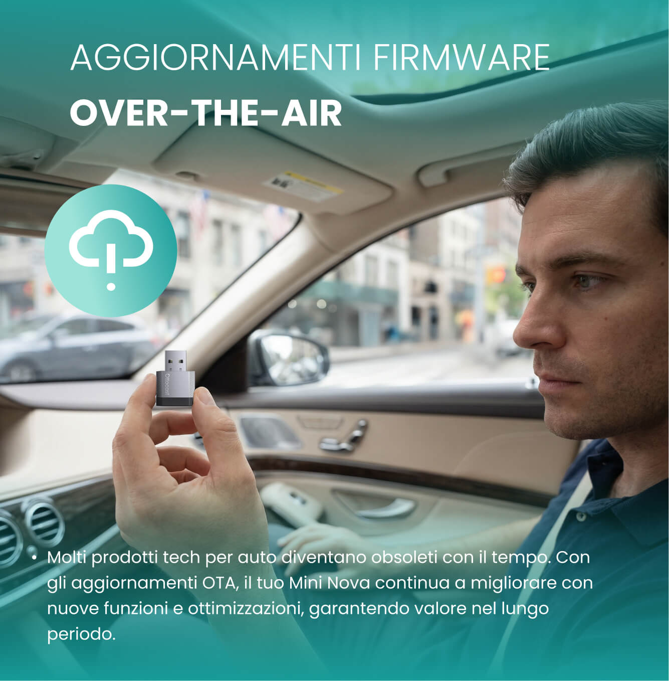 Ottocast Mini NOVA – Adattatore Wireless per CarPlay e Android Auto