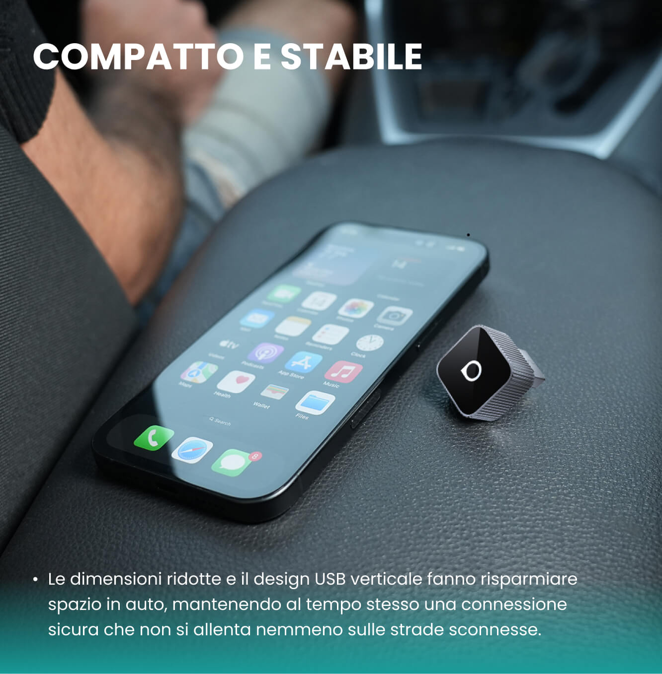Ottocast® Mini Slim 3.0 Adattatore Wireless CarPlay e Android Auto