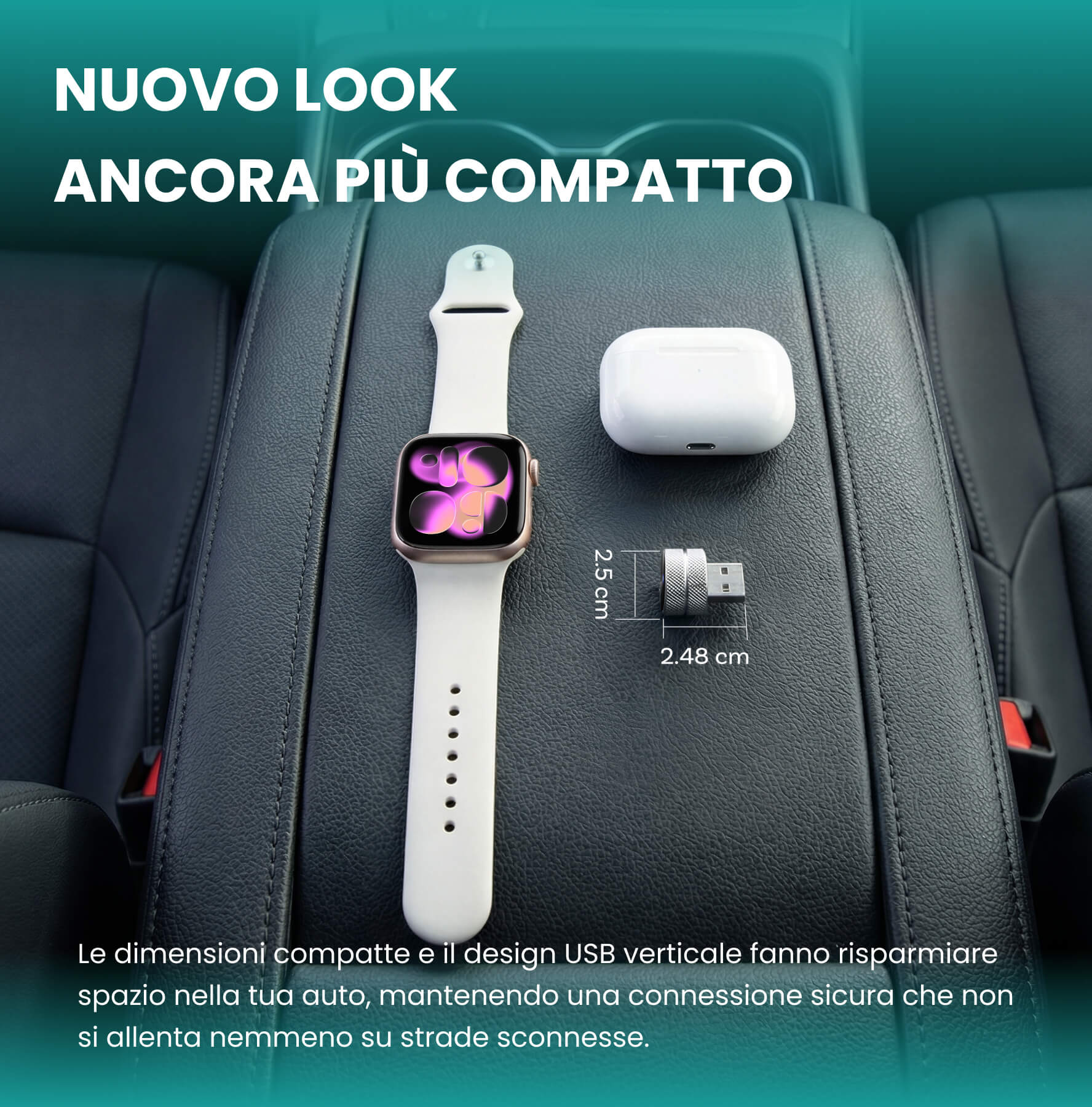 Ottocast Mini Tube – Adattatore Wireless CarPlay e Android Auto