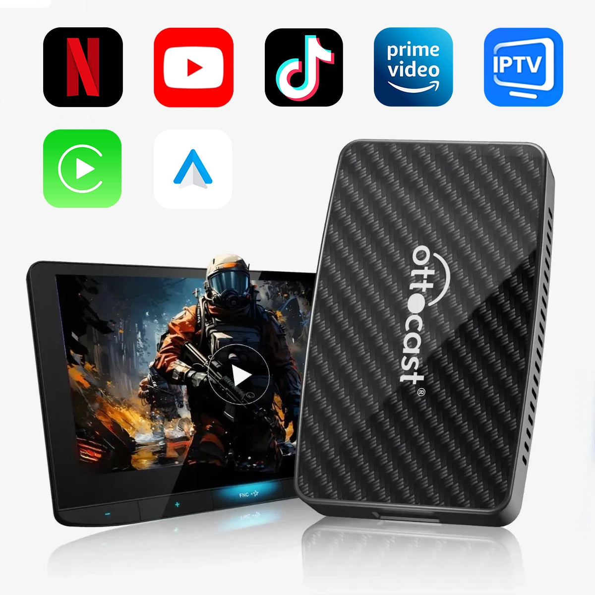 2025 Nuovo Upgrade - Play2Video Pro | Netflix, YouTube, Prime Video, TikTok e Adattatore Wireless CarPlay Android Auto