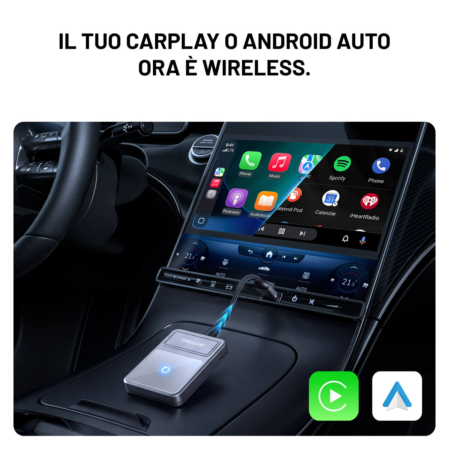 U2Air Edge – Adattatore Wireless per CarPlay e Android Auto
