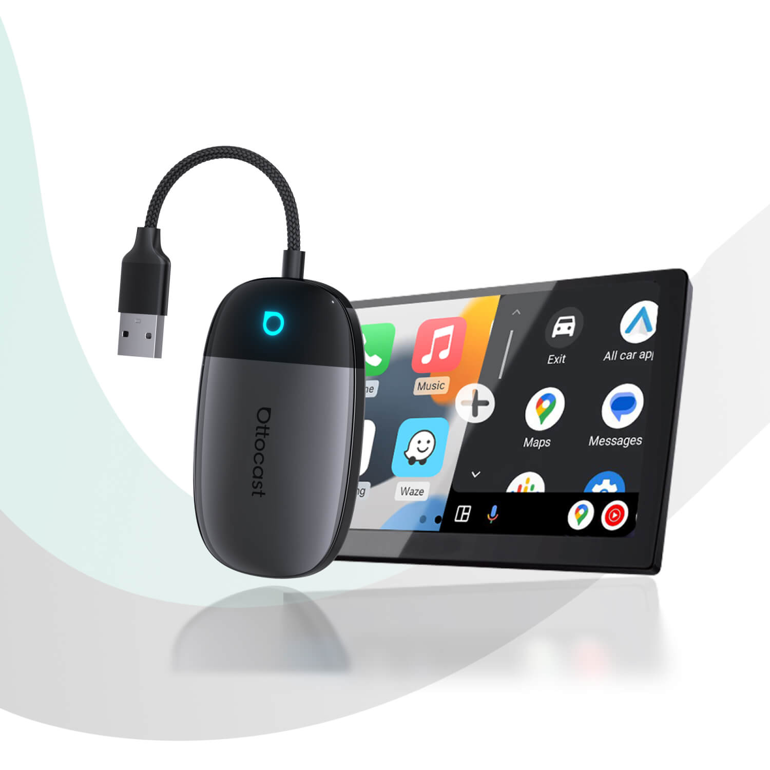 OTTOCAST® Play2Video X Adattatore Wireless con Streaming per CarPlay e Android Auto con YouTube, Netflix
