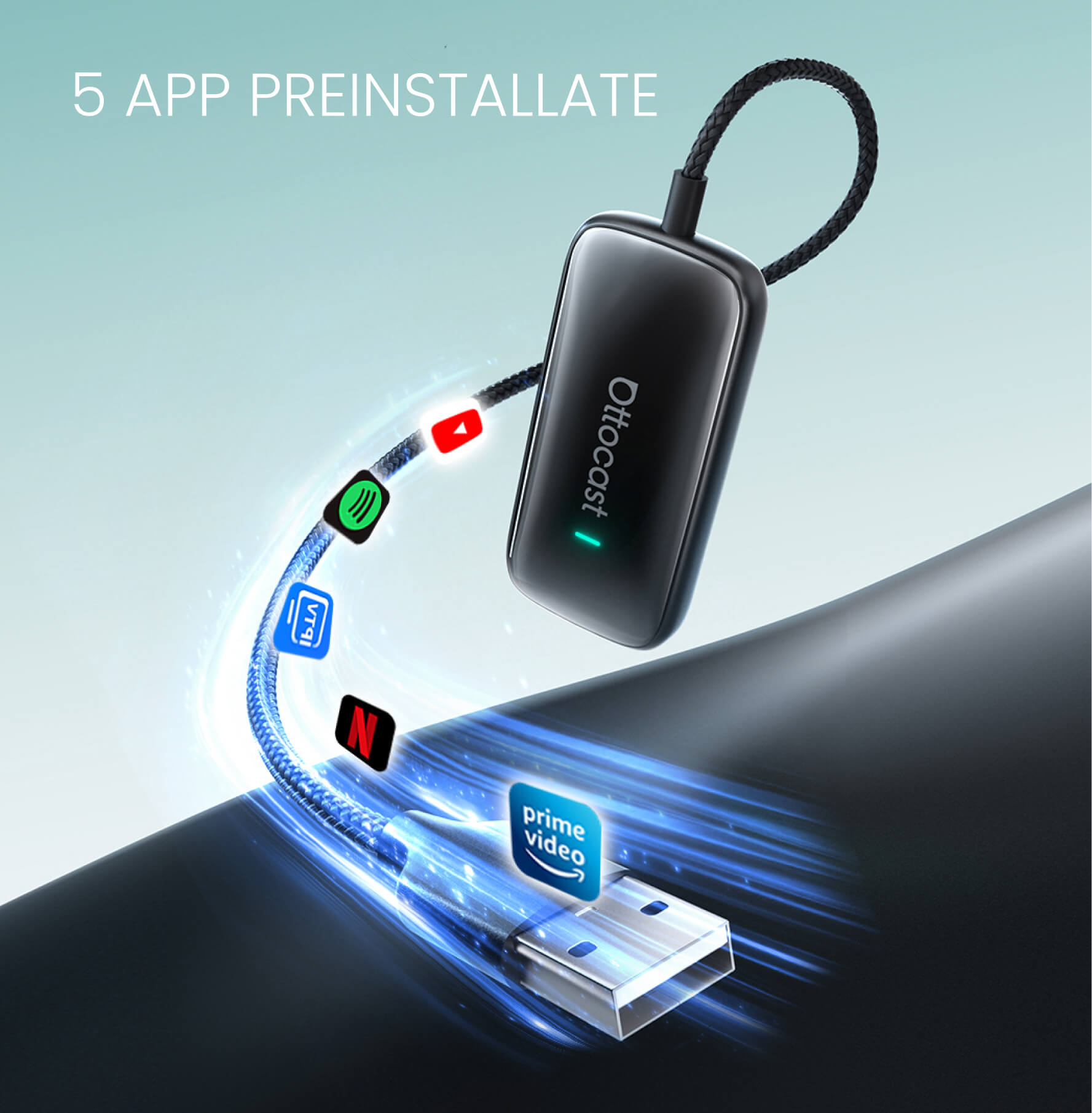 OTTOCAST® Play2Video Ultra Adattatore Wireless CarPlay e Android Auto