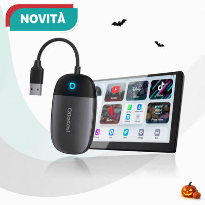 OTTOCAST® Play2Video X Adattatore Wireless con Streaming per CarPlay e Android Auto con YouTube, Netflix