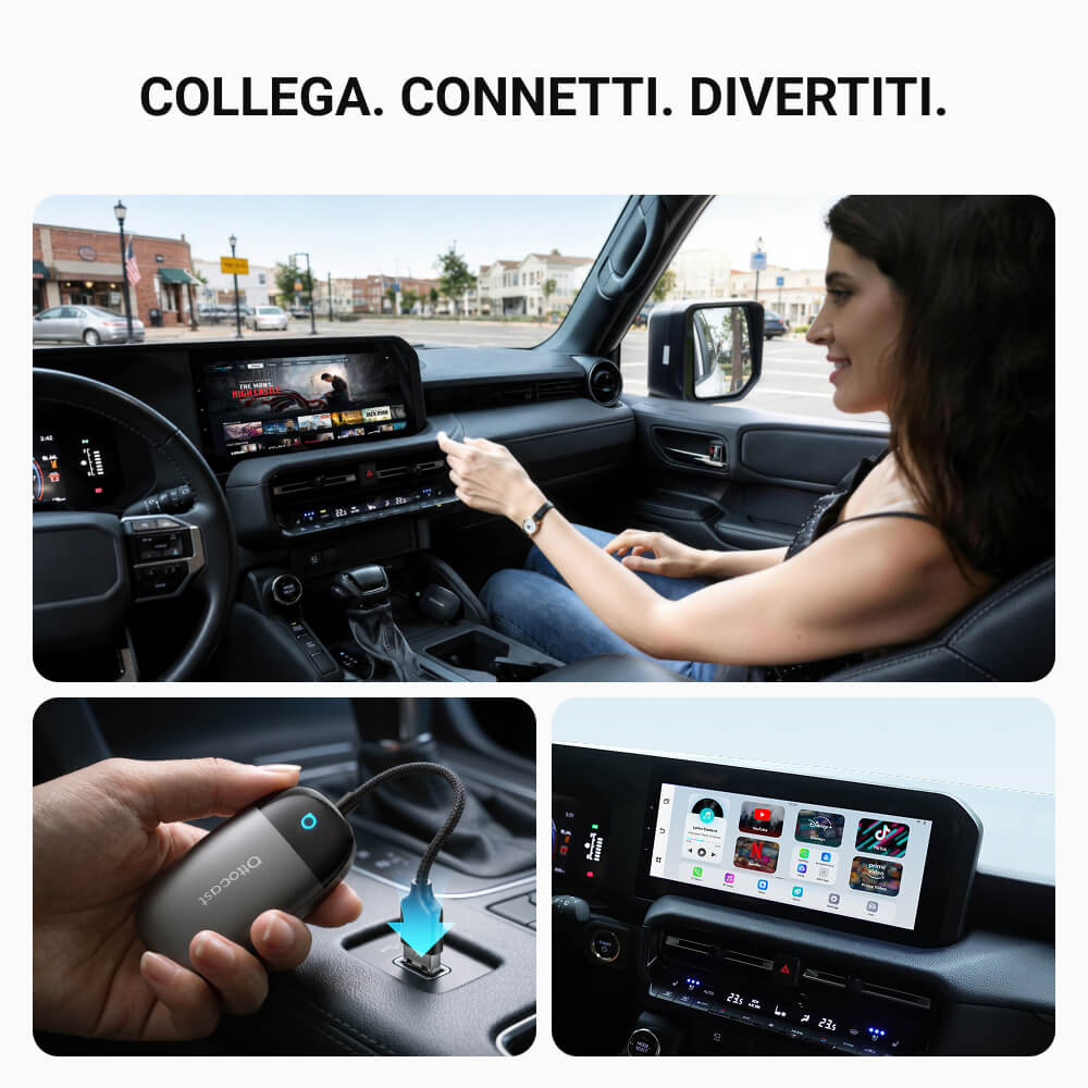OTTOCAST® Play2Video X Adattatore Wireless con Streaming per CarPlay e Android Auto con YouTube, Netflix