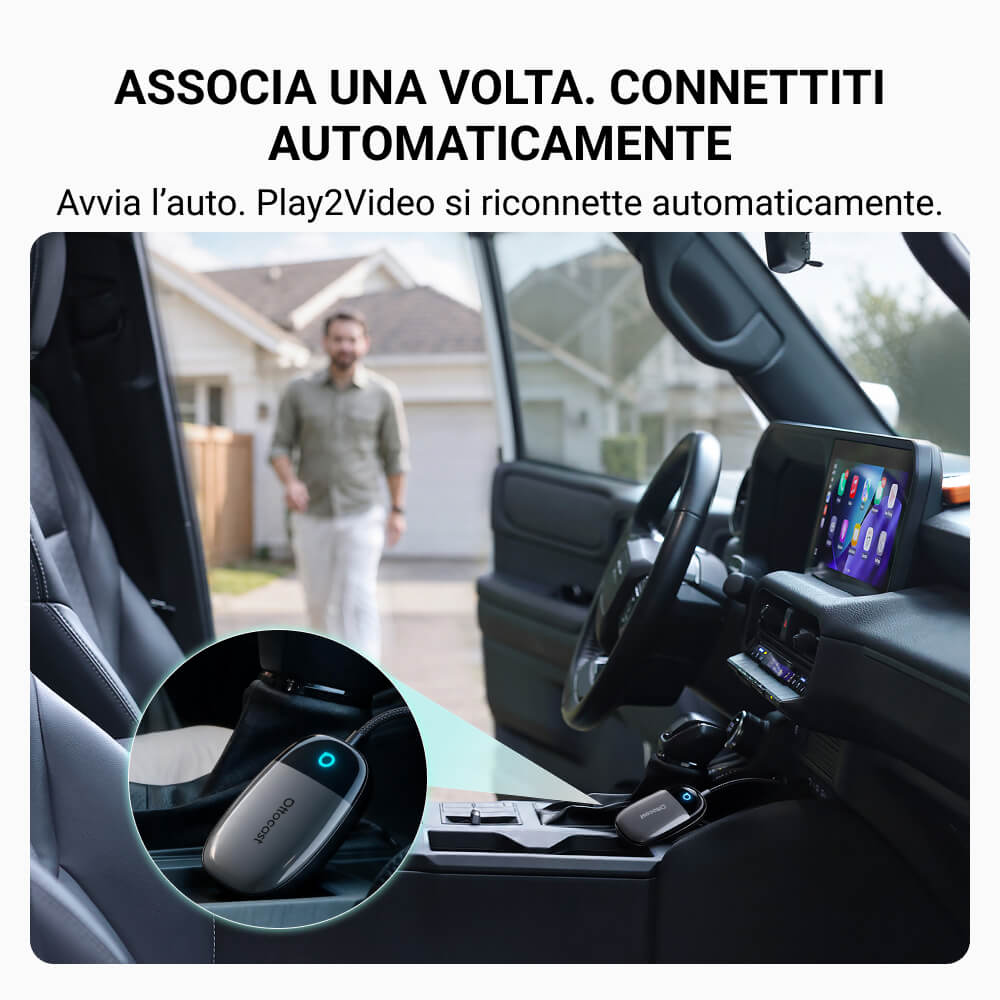 OTTOCAST® Play2Video X Adattatore Wireless con Streaming per CarPlay e Android Auto con YouTube, Netflix