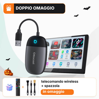OTTOCAST® Play2Video X Adattatore Wireless con Streaming per CarPlay e Android Auto con YouTube, Netflix