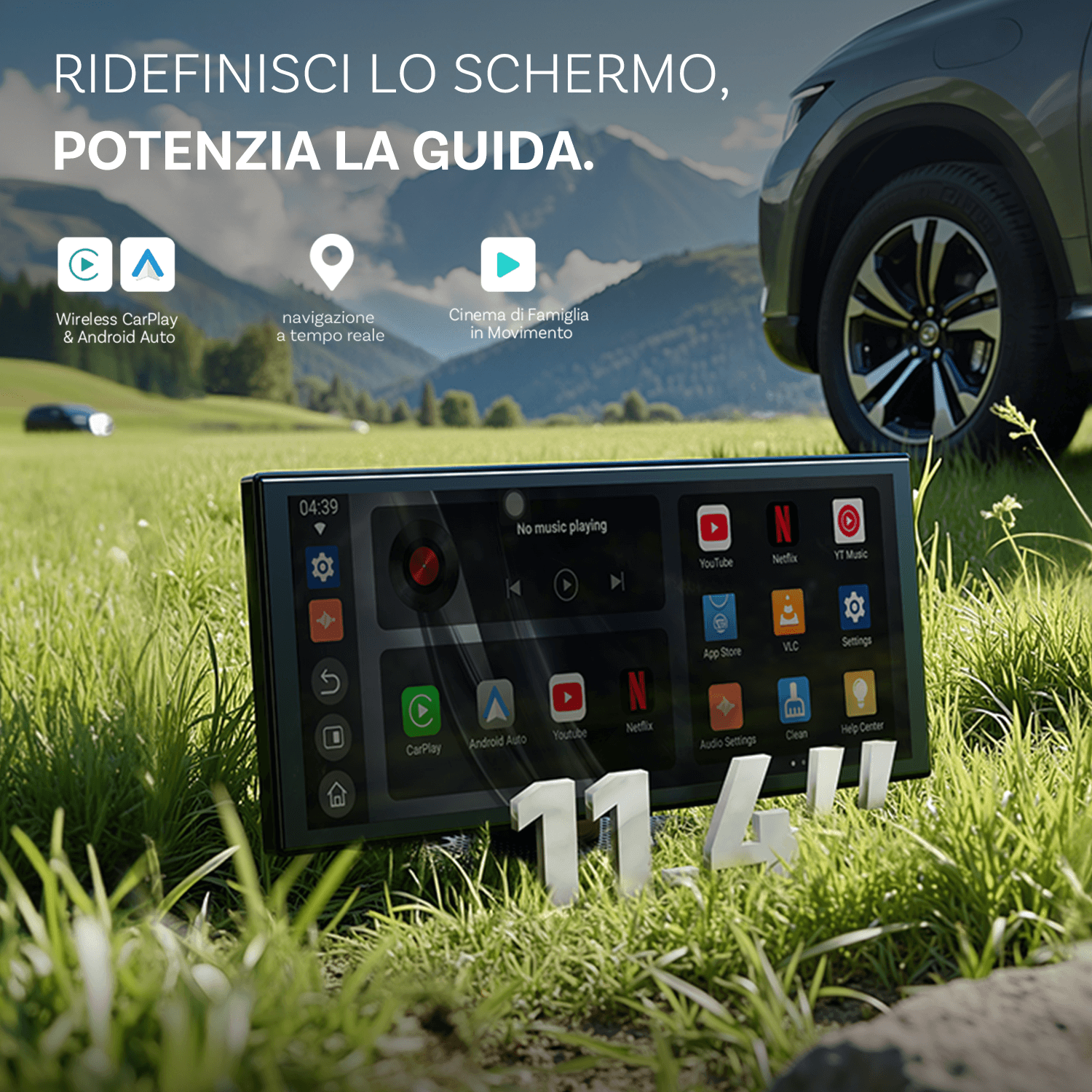 OTTOCAST® Screen Flow CarPlay e Android Auto Wireless Schermo